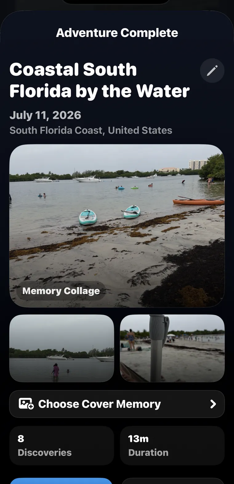 An Adventure Complete recap in Adventure Quest for the adventure Coastal South Florida by the Water.